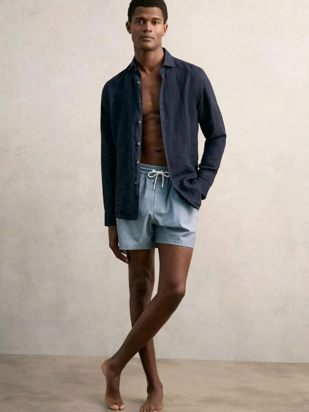 Best Reiss Tito Drawstring Geometric Print Swim Shorts Airforce Blue