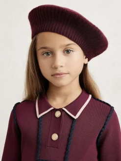 Reiss Berry Beatrice 13-14 yrs Wool Blend Rib Knit Beret With Cashmere^ Hats