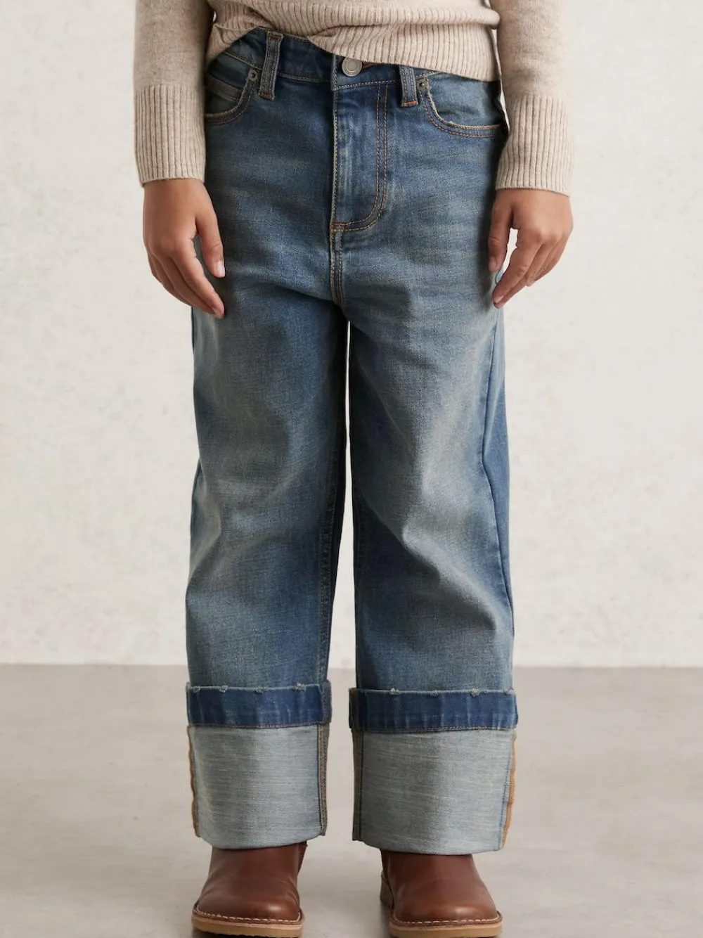 New Reiss Blue Belinda 3-9 yrs Straight-Leg Turn-Up Jeans