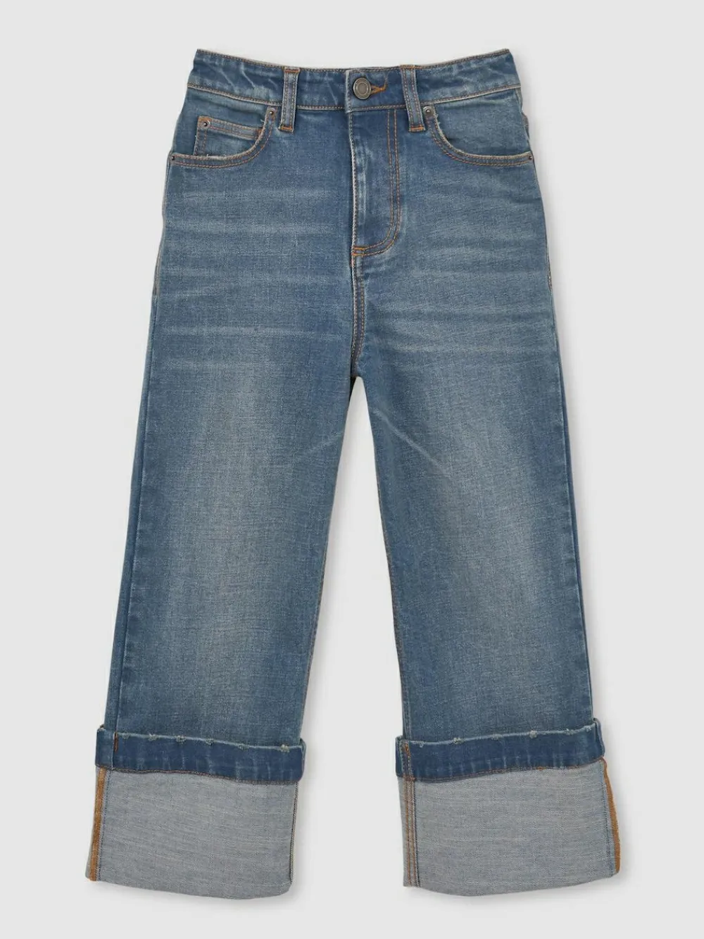 New Reiss Blue Belinda 3-9 yrs Straight-Leg Turn-Up Jeans