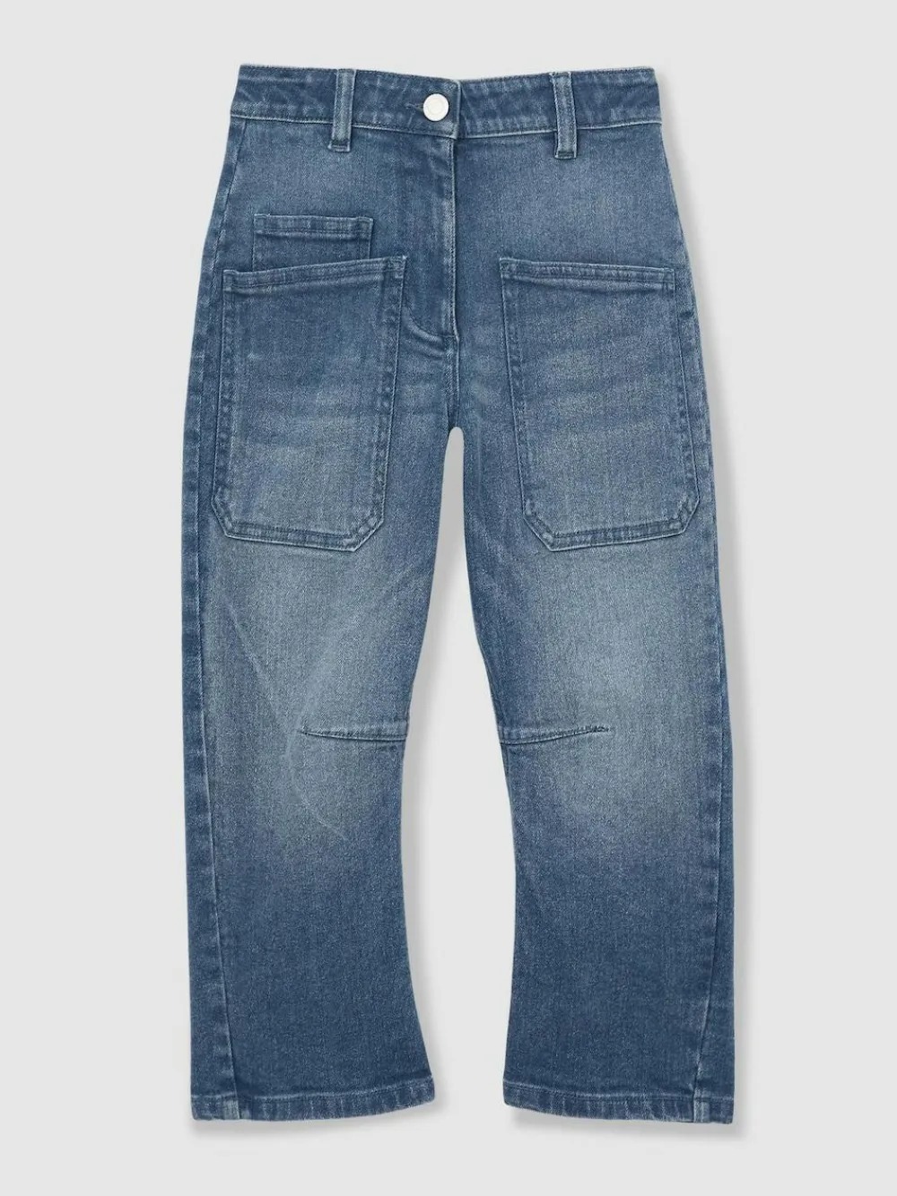 Reiss Blue Brady 9-13 yrs Barrel-Leg Patch-Pocket Jeans^ Jeans