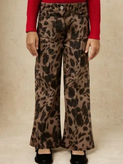 Reiss Brown Wilma 9-13 yrs Leopard-Print Flared Jeans^ Jeans
