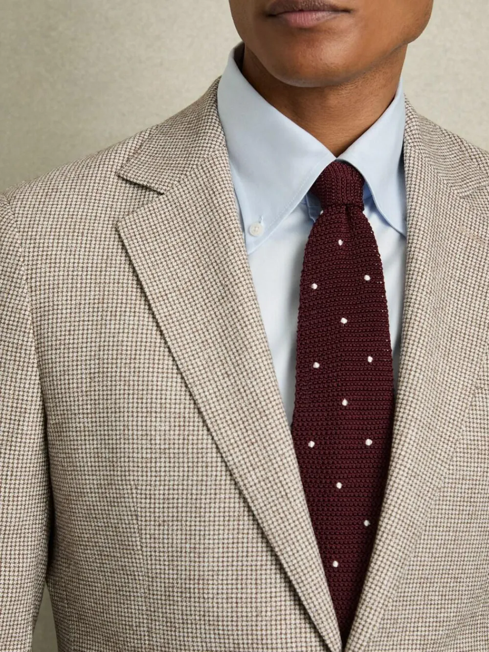 Online Reiss Punto Spot Silk Knitted Pin-Dot Tie Burgundy