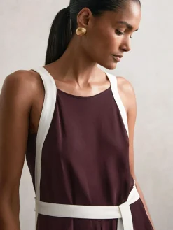 Reiss Salma Colourblock Wide Leg Belted Jumpsuit^Women Jumpsuits & Playsuits