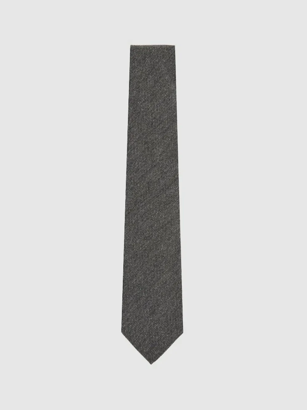 New Reiss Donato Wool-Silk Textured Tie Charcoal