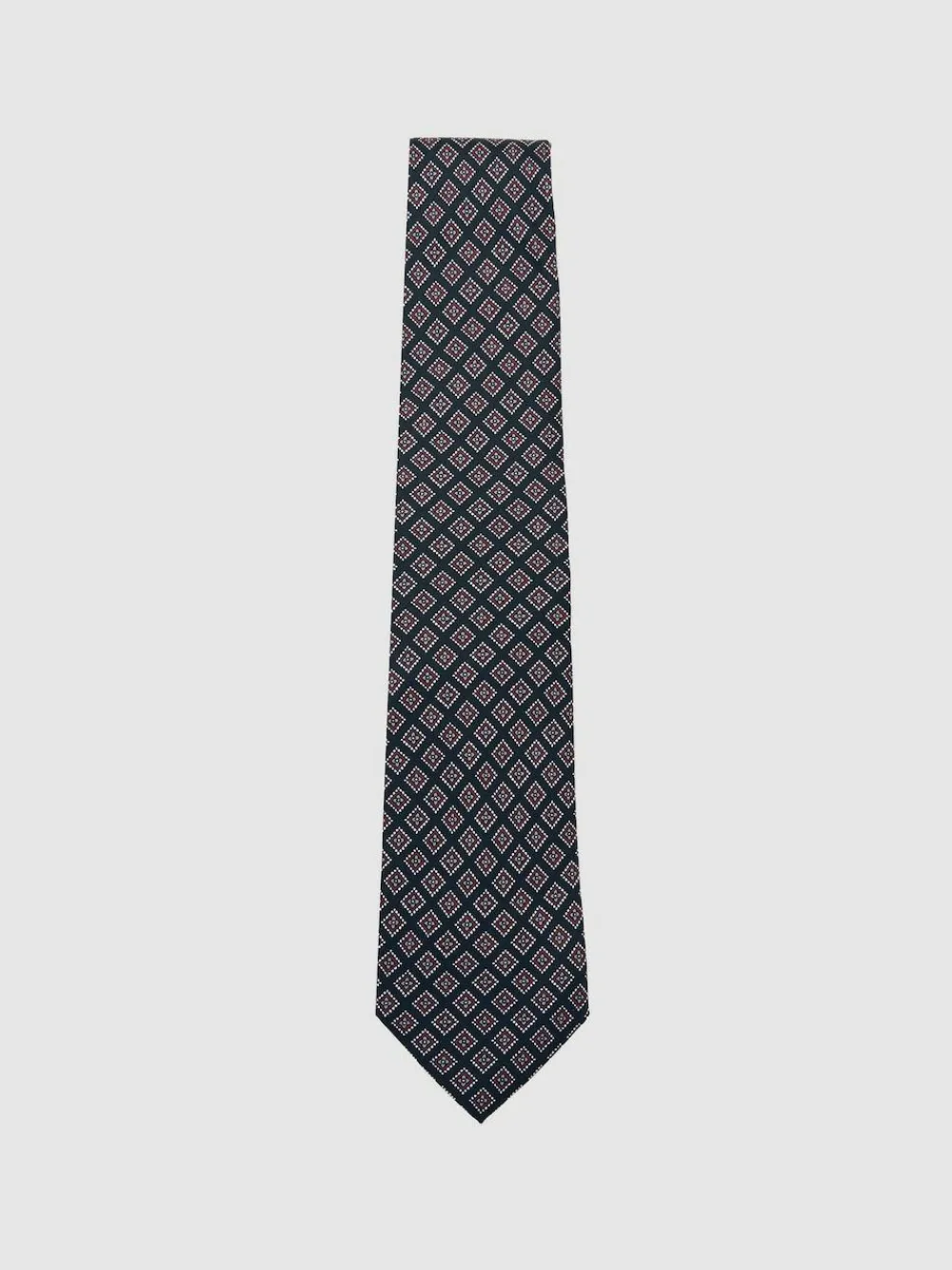 Outlet Reiss Bortolo Silk Floral Medallion-Print Tie Charcoal/Bordeaux