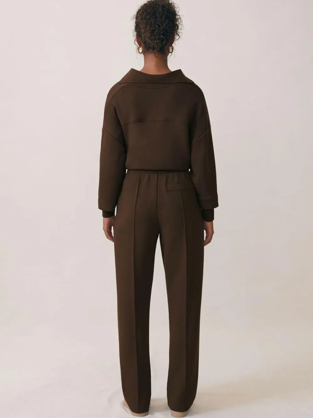 Sale Reiss Chocolate Bernie Premium Interlock Wide-Leg Joggers