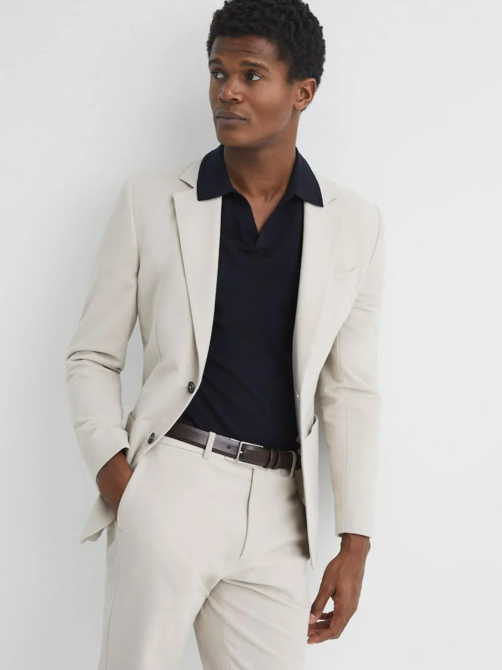 Discount Reiss Dante Smooth Leather Belt Chocolate
