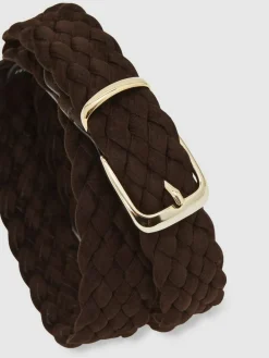 Online Reiss Jesse Suede Woven Belt Dark Brown