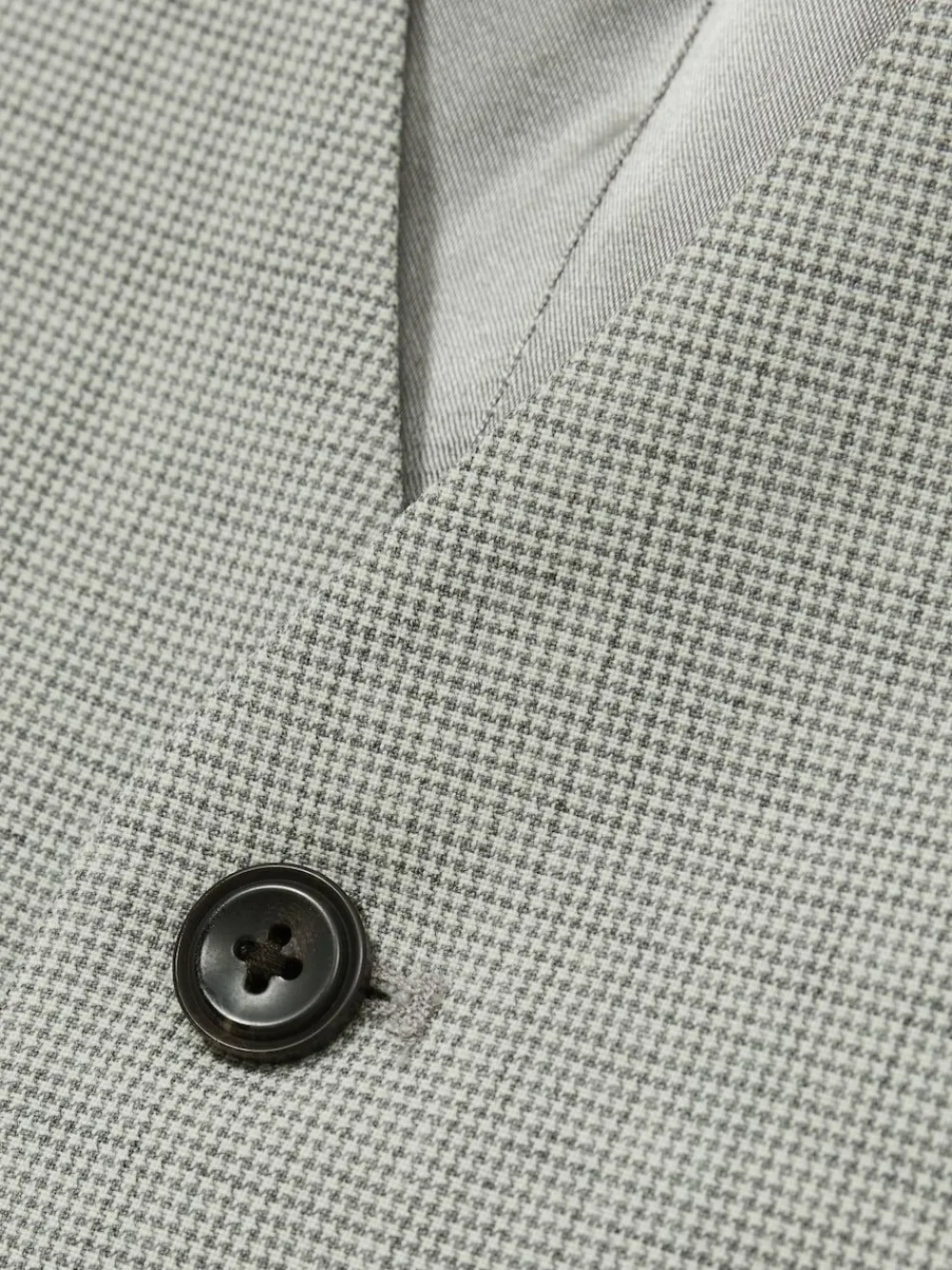 Reiss Grey Slice Puppytooth-Check Suit Waistcoat Wool-Blend^ Vests