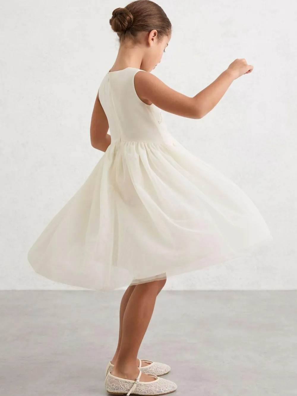 Reiss Ivory Phoebe 9-13 yrs Lace-Detail Tulle-Skirt Dress^ Dresses|Occasionwear