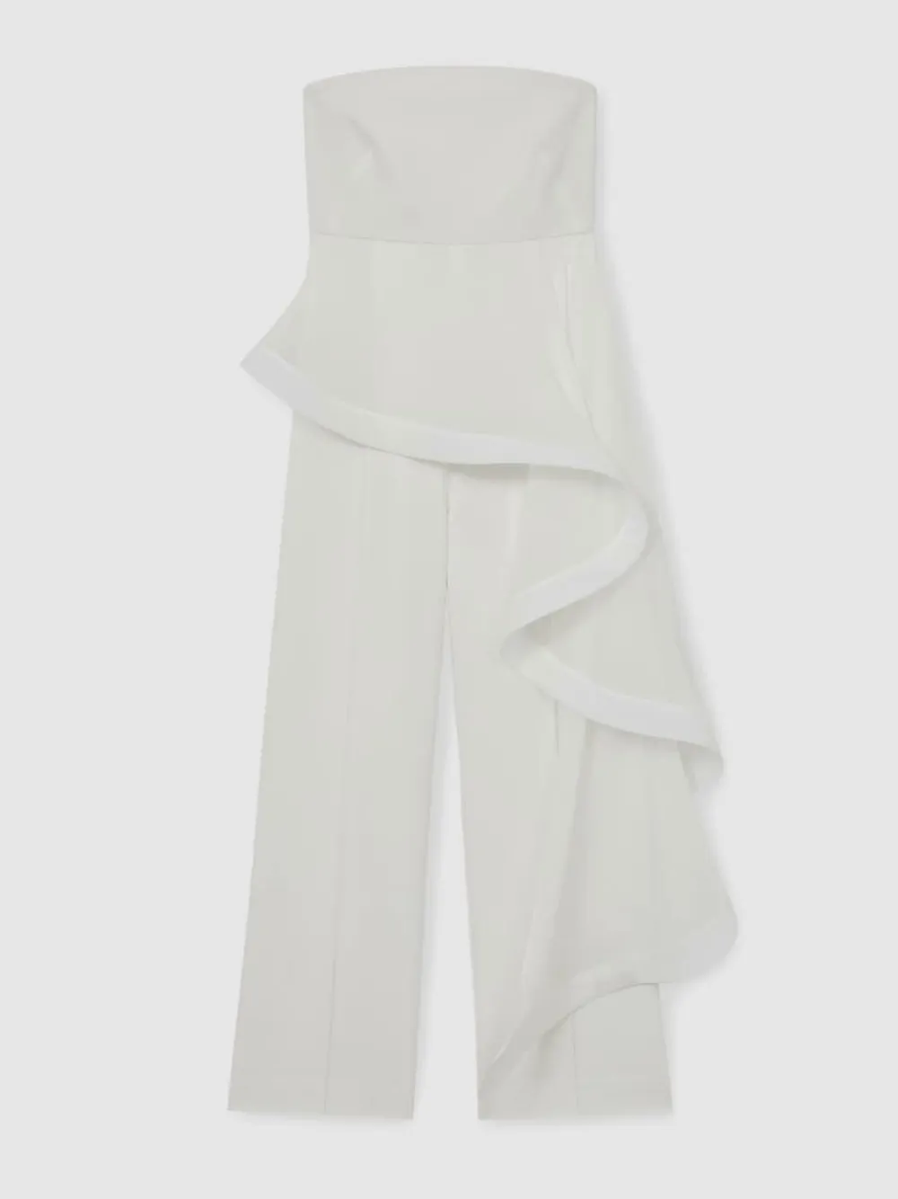 Hot Reiss Ivory Rhiannon Silk Ruffle Bandeau Wide-Leg Jumpsuit