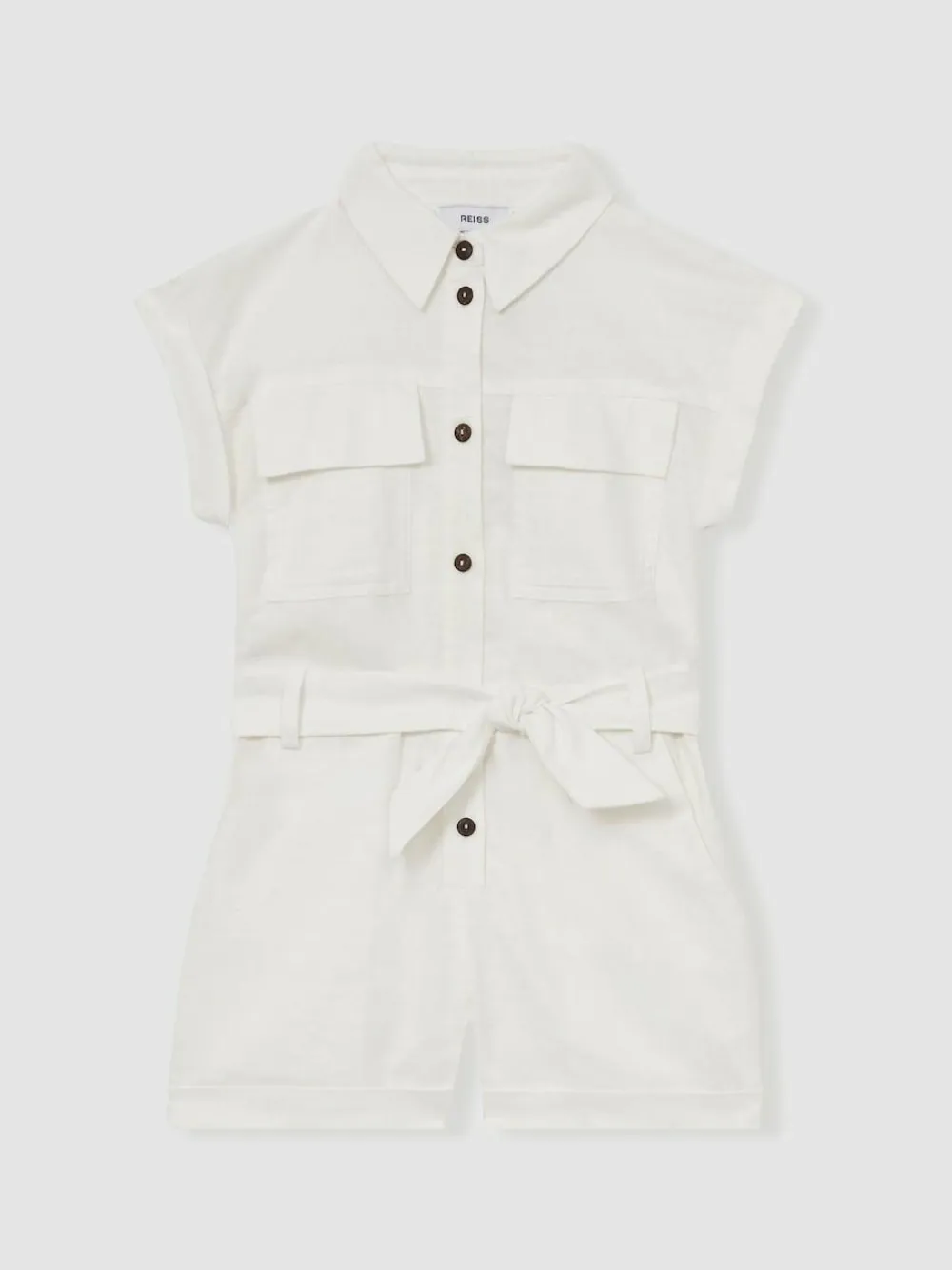 Reiss Ivory Zoe 9-13 yrs Cotton-Linen Belted Playsuit^ Jumpsuits & Playsuits