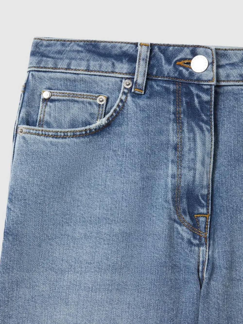 Best Reiss Selin Petite Mid Rise Straight Leg Jeans Light Blue