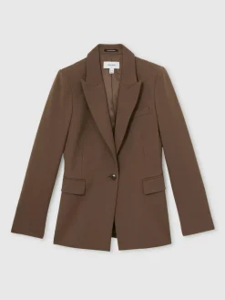 Clearance Reiss Gabi Tailored Single Breasted Suit Blazer Mink Neutral