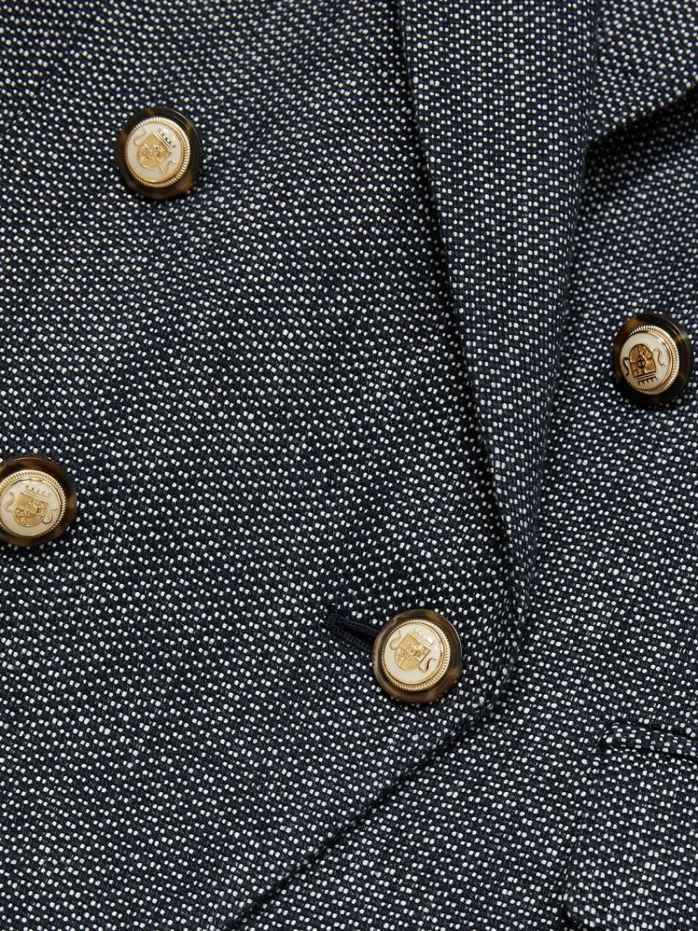 Reiss Navy Baker Linen-Cotton Double-Breasted Blazer^Women Blazers