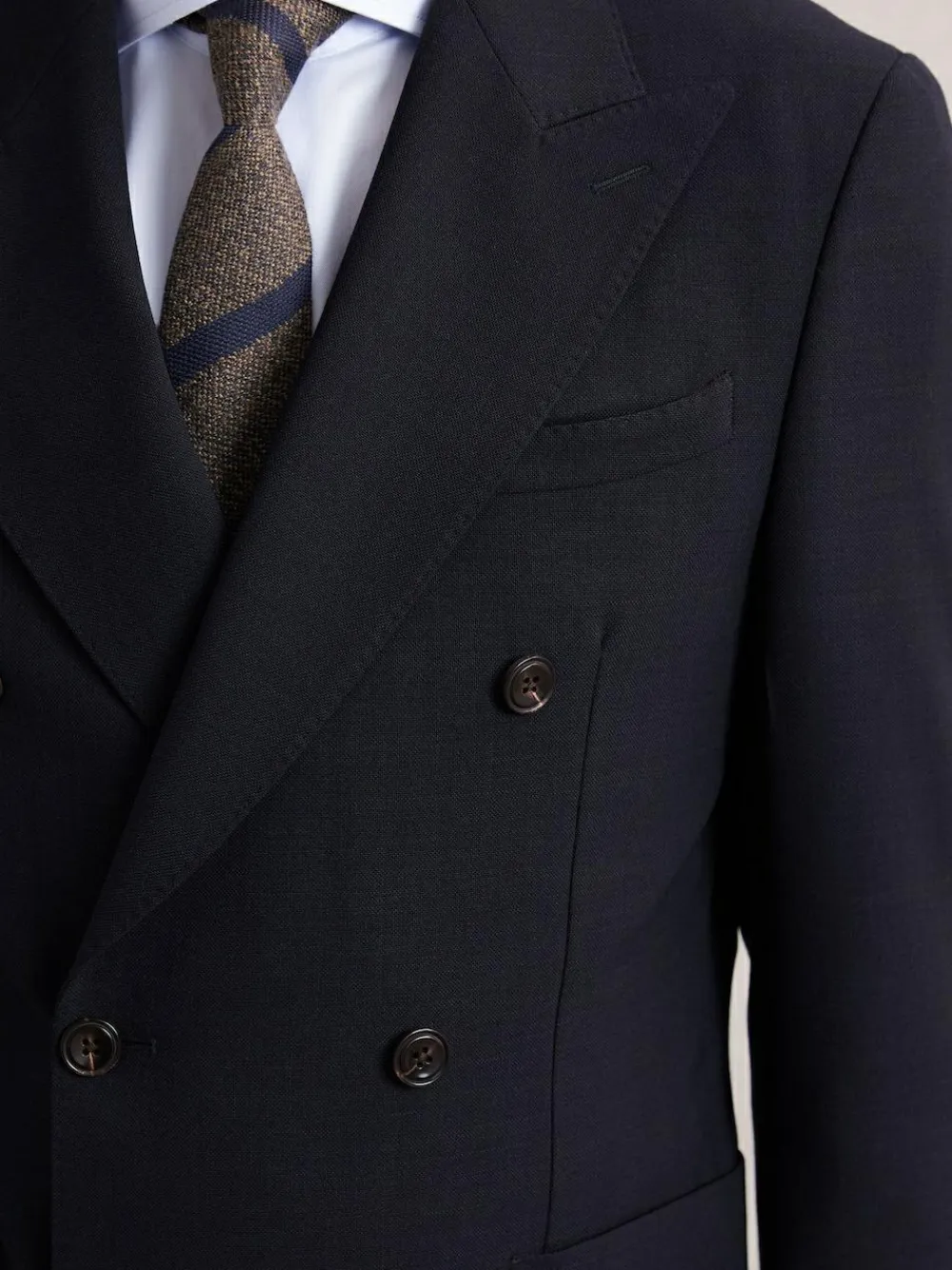 Discount Reiss Navy Belmont Db Double-Breasted Textured Suit Blazer Tailored-Fit With Wool