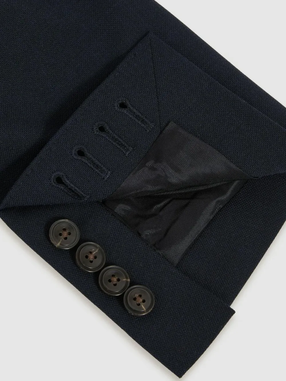 Discount Reiss Navy Belmont Db Double-Breasted Textured Suit Blazer Tailored-Fit With Wool