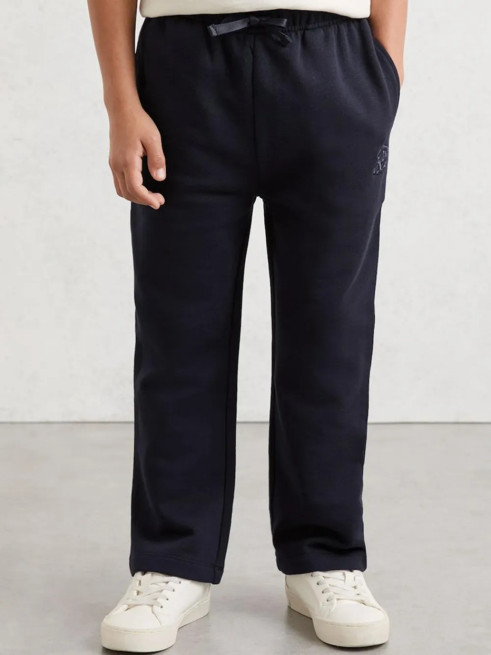 Sale Reiss Navy Blue Mellor 3-9 yrs Monogram Embroidered Cotton Joggers