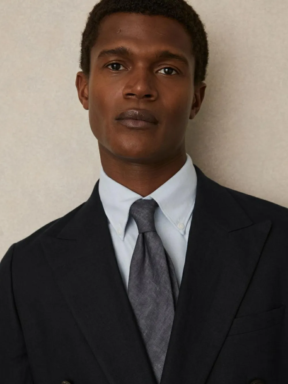 Discount Reiss Navy Elio Linen Textured Tie