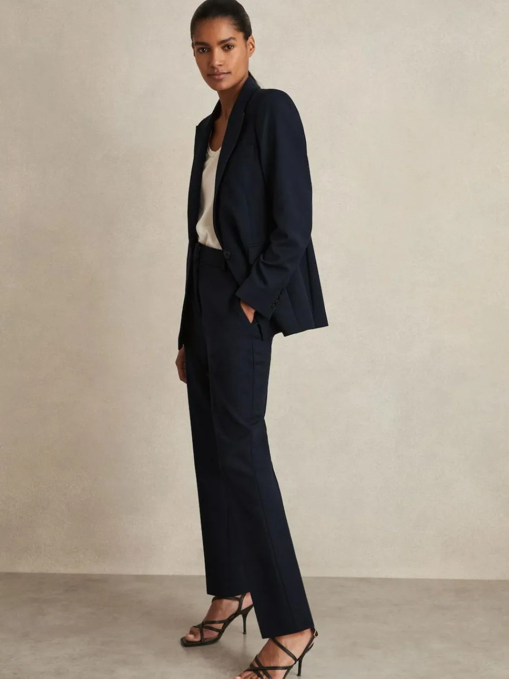 Outlet Reiss Gabi Petite Tailored Single Breasted Suit Blazer Navy