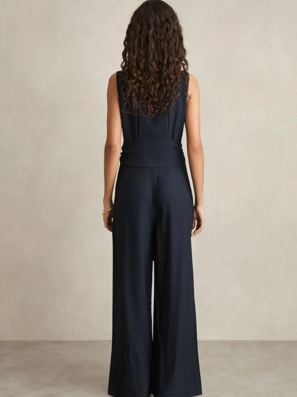 Reiss Navy Raven Wide-Leg Belted Jumpsuit^Women Jumpsuits & Playsuits