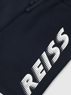 Reiss Navy Terek 3-9 yrs Cotton Logo-Print Drawstring Shorts