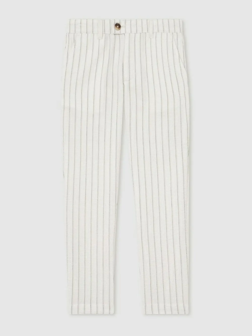 Reiss Off White/Taupe Brown Easton 9-13 yrs Cotton Pinstripe Trousers Regular-Fit^BOY Suits & Vest