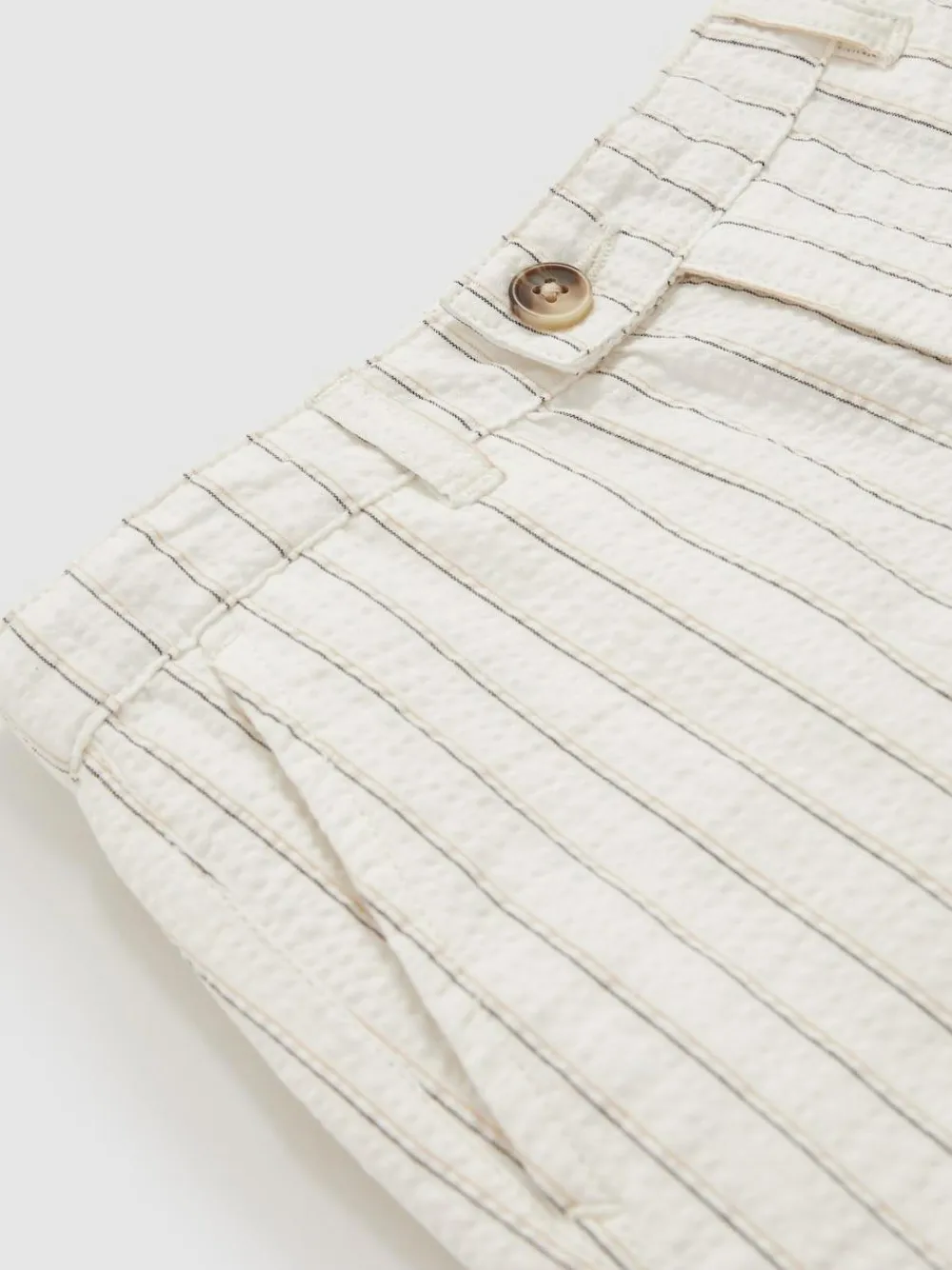 Reiss Off White/Taupe Brown Easton 9-13 yrs Cotton Pinstripe Trousers Regular-Fit^BOY Suits & Vest
