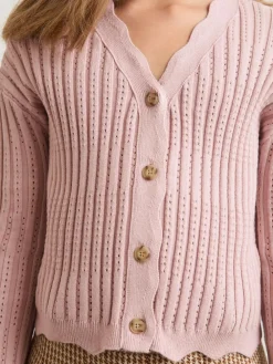 Reiss Seren 9-13 yrs Rib-Knit Pointelle Cardigan^ Knitwear|Knitwear