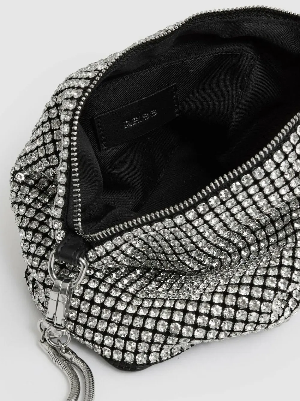 Reiss Leah Crystal Bracelet Pouch Bag Silver
