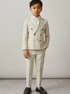 Reiss Stone Belmont J 3-9 yrs Double-Breasted Textured Blazer With Wool^BOY Suits & Vest