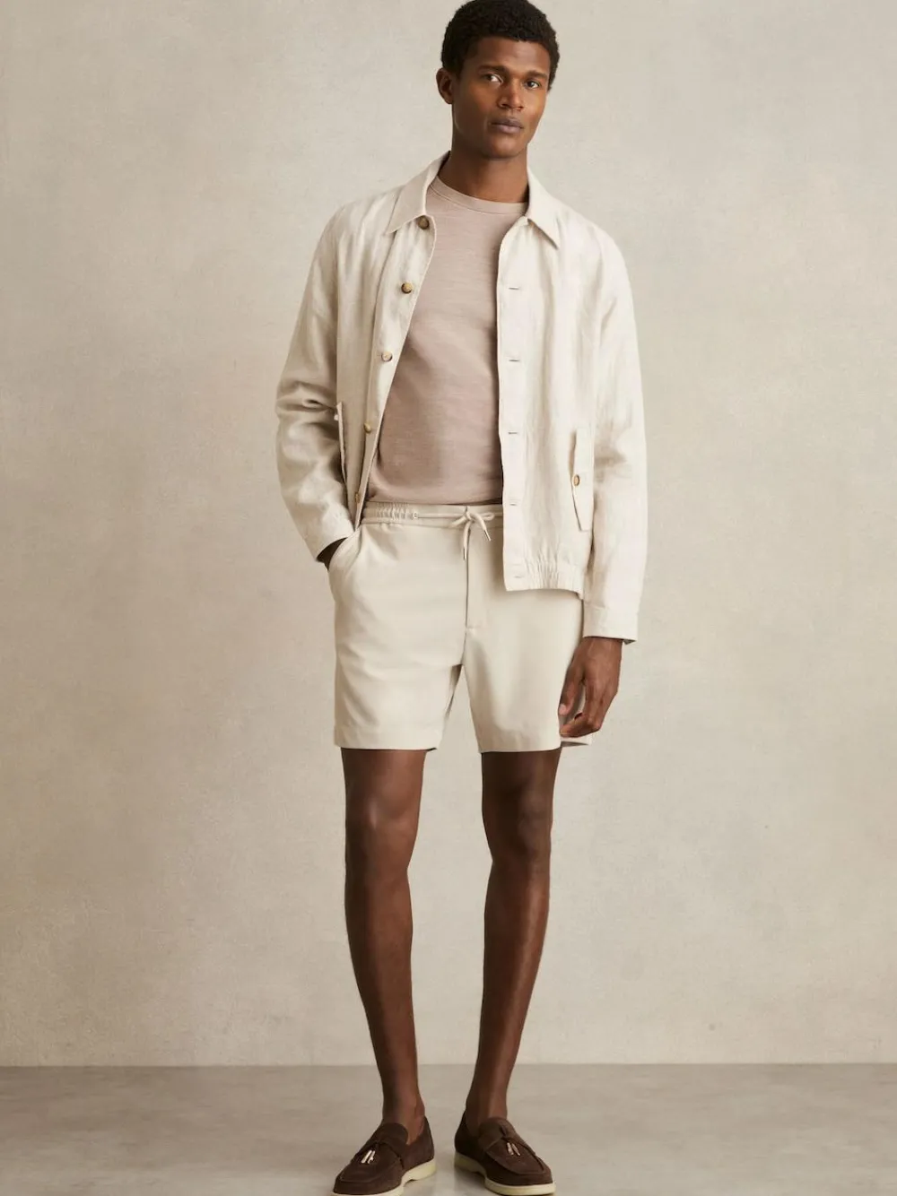 Best Reiss Newmark Textured Drawstring Shorts Stone