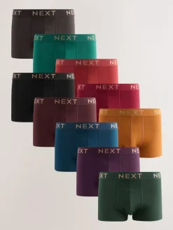 Next Rich Colour 10 pack Cotton Rich Blend Hipsters Boxers^ Underwear|Underwear