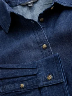Sale Next Cinch Waist Fitted Long Sleeve Denim Shirt Rinse Blue