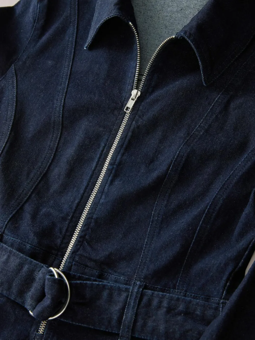 Discount Next Rinse Blue Denim Belted Wide Leg Jumpsuit