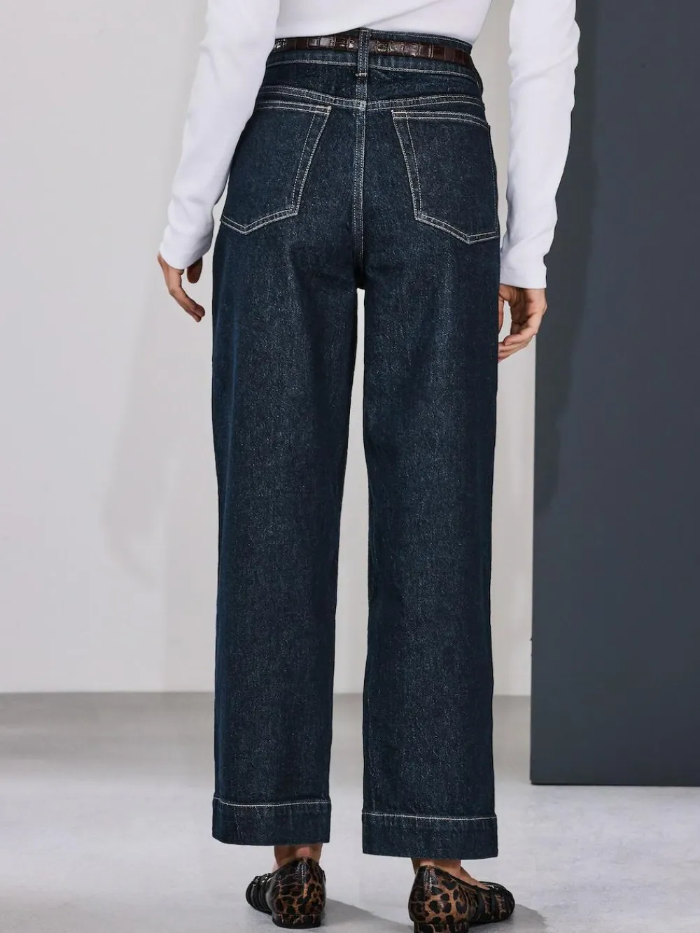 Clearance Next Wide Leg Barrel Denim Jeans Rinse Blue