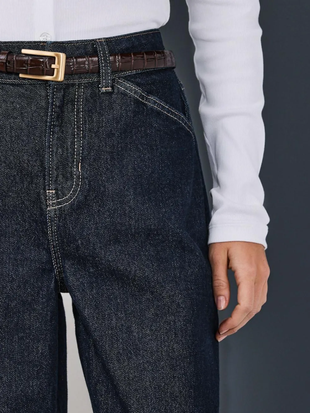Clearance Next Wide Leg Barrel Denim Jeans Rinse Blue