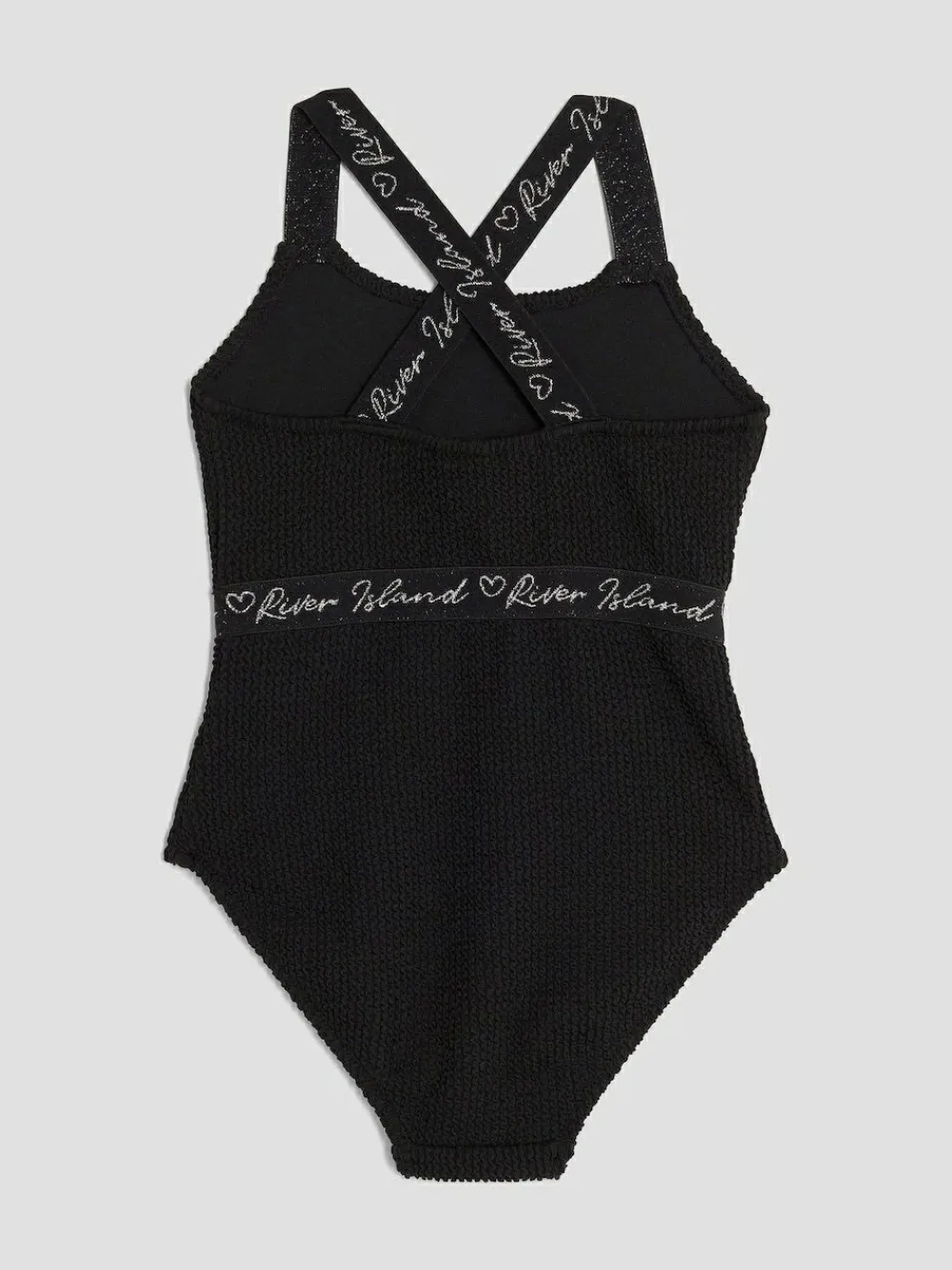 River Island Black Elastic Textured Swimsuit^ Swimwear