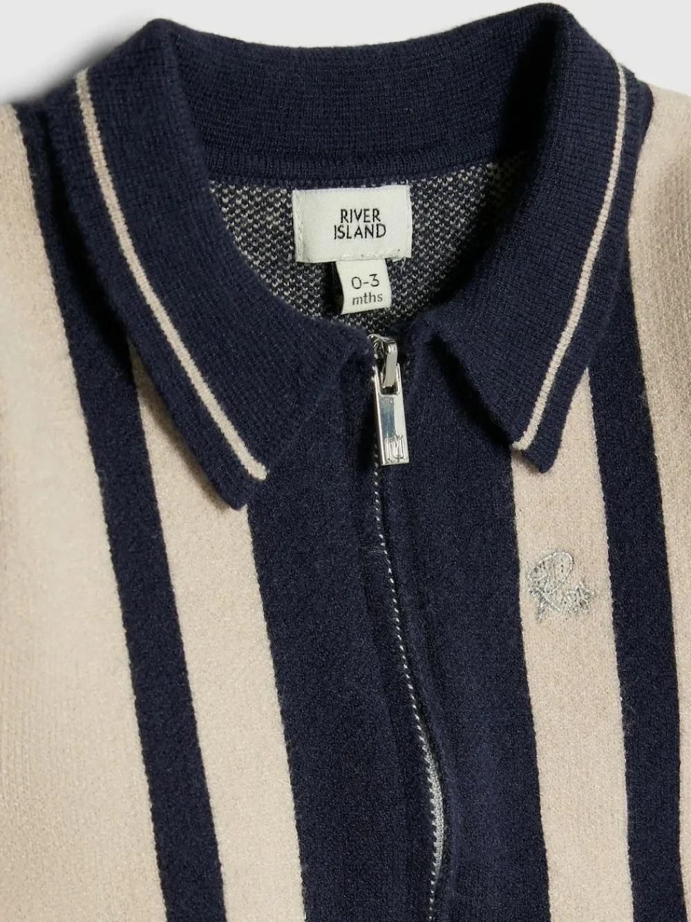 River Island Cream Colour Blocked Zip Through Knitted Set^ Knitwear|Knitwear