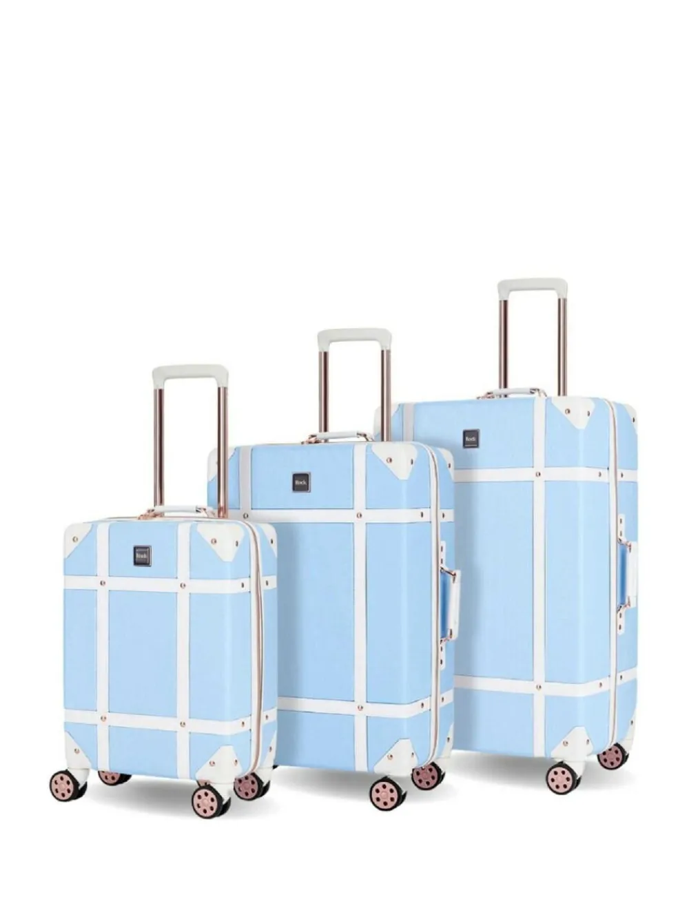 Online Rock Luggage Vintage Suitcases 3 Piece Set Blue