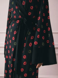 Best Rockett St George Black/Red Lips Jersey Robe