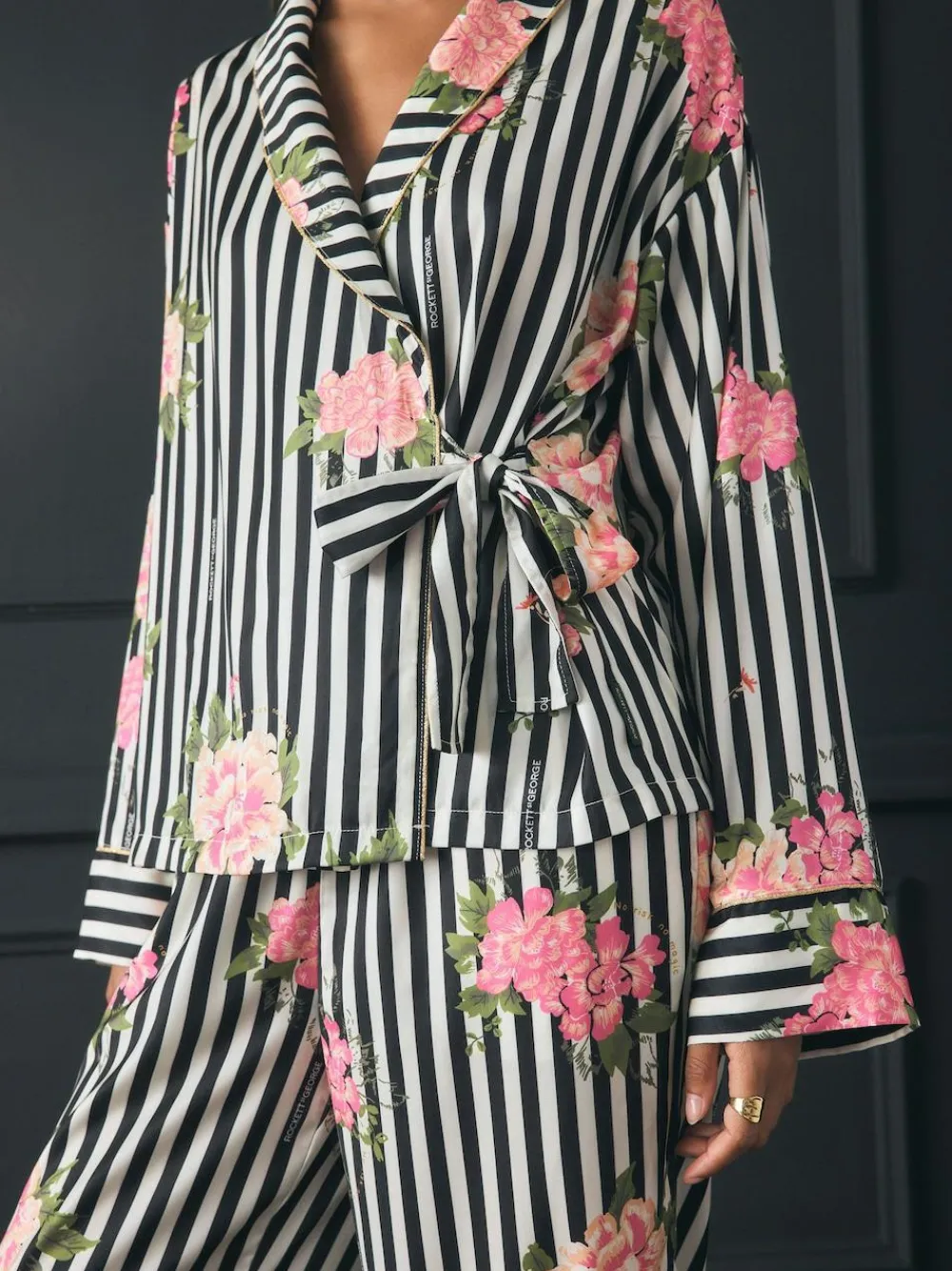 Rockett St George Black/White Flower Power Tie Side Pyjamas