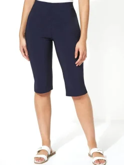 Roman Blue Knee Length Stretch Shorts^Women Shorts