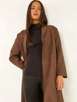 Roman Petite Faux Suede Pocket Jacket^Women Blazers