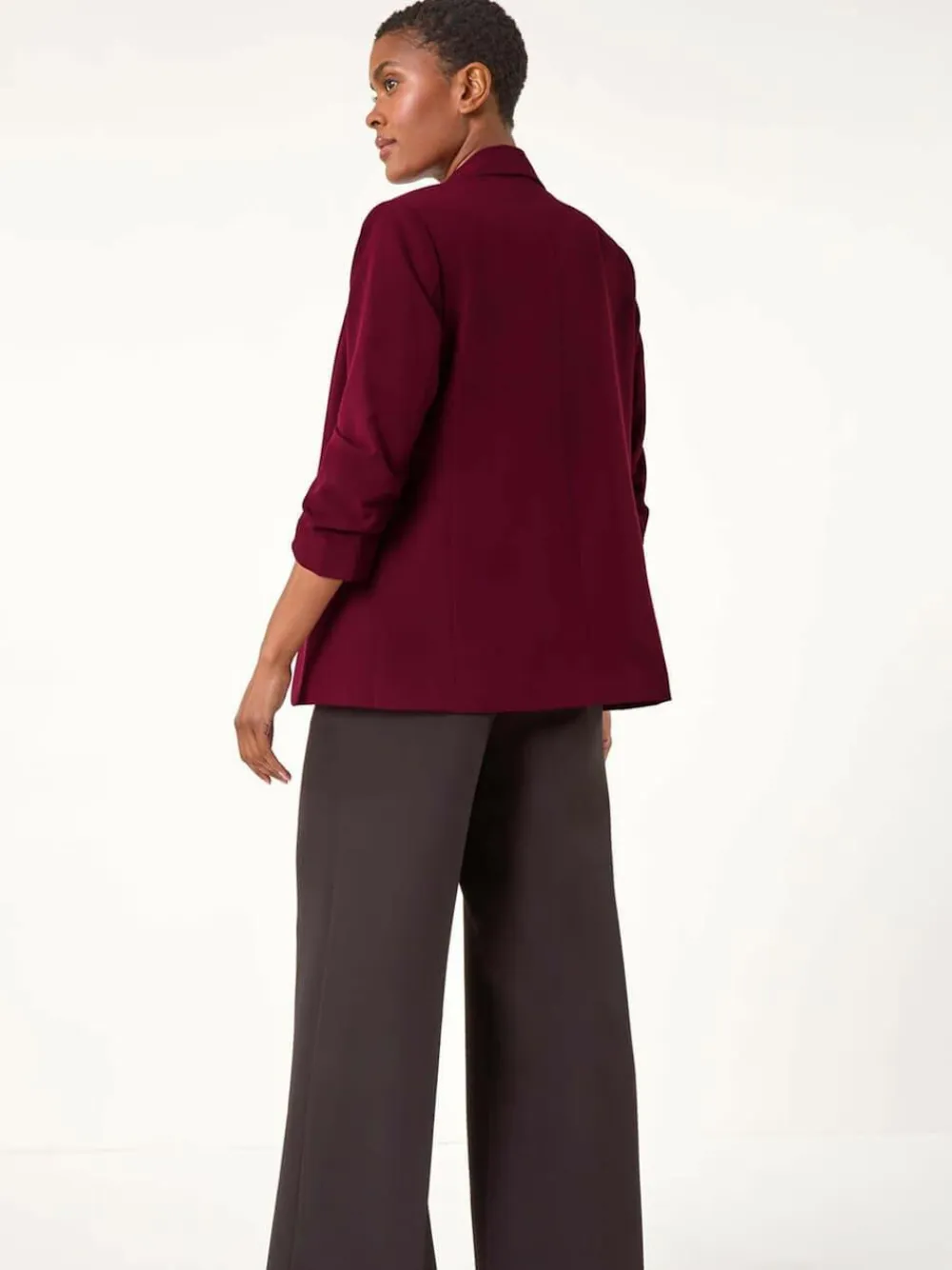 Roman Ruched Sleeve Stretch Blazer^Women Blazers