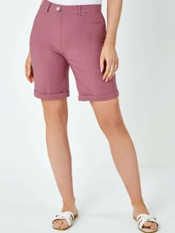 Outlet Roman Rouge Turned Hem Stretch Shorts