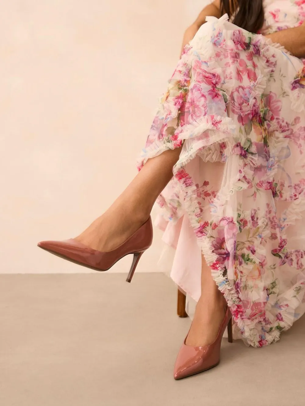 Next Point Toe Mid Heel Court Shoes^Women Heels|Wide Fit & Extra Wide Fit