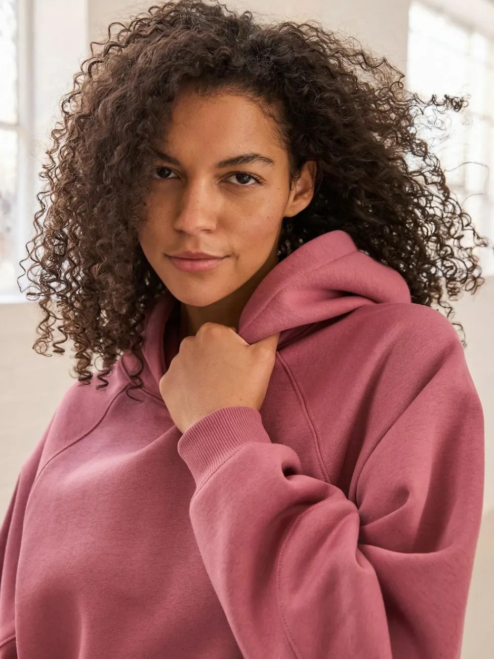 Discount Next Relaxed Fit Heavyweight Longline Hoodie Rose Pink