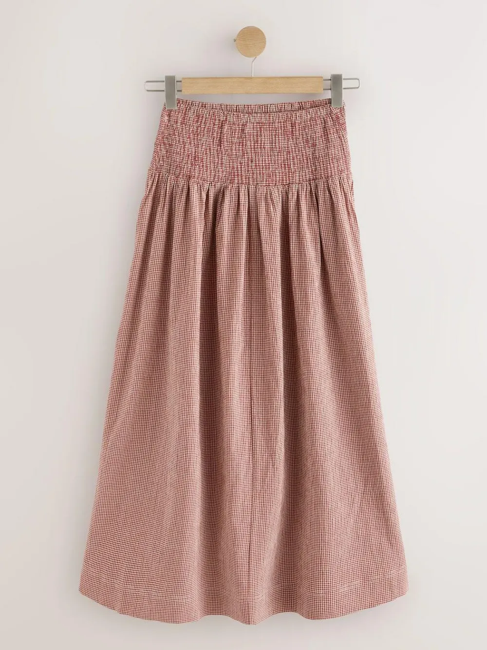 Hot Next Drop Waist Gingham Maxi Skirt Rust Brown